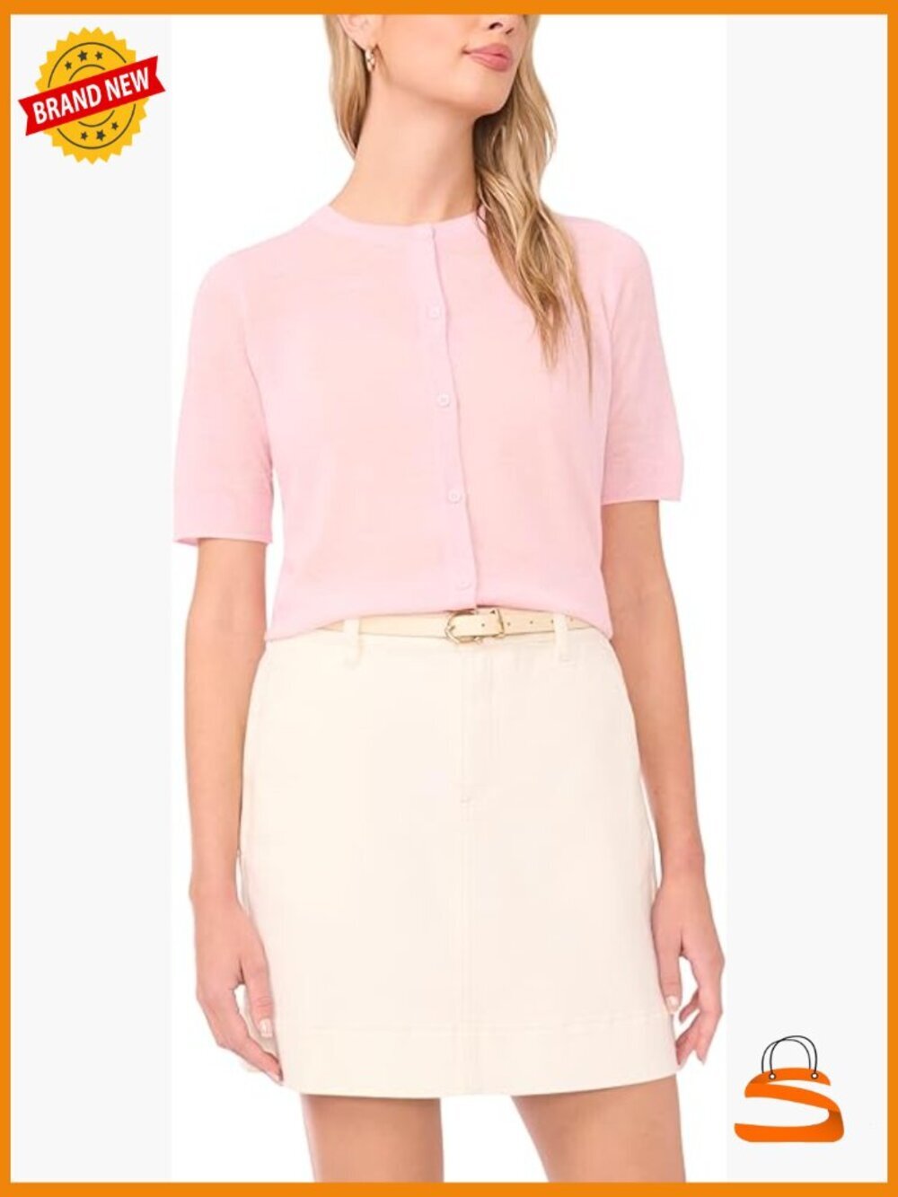 Sheer Short Sleeve Cardigan - Lightweight Button-Front Knit
